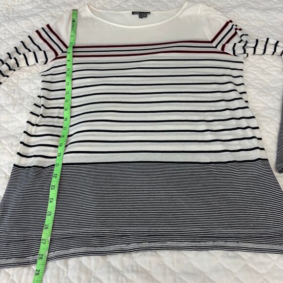 Vince Striped Long Sleeve Tunic Top L Minimalist Classic Pima Cotton Modal - Picture 7 of 7
